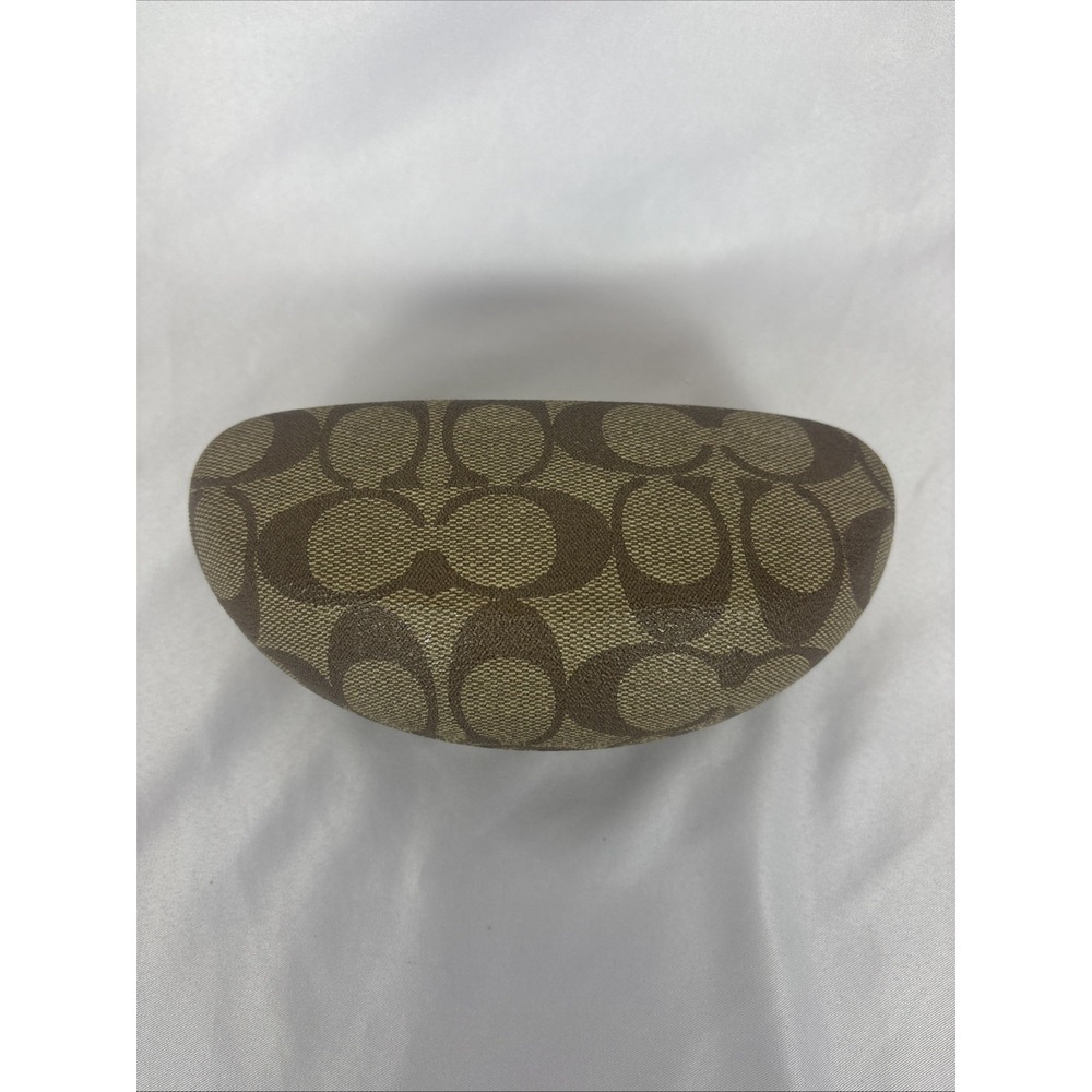 COACH Signature Monogram Tan Brown EyeGlass Hard Case Clam Shell Portable